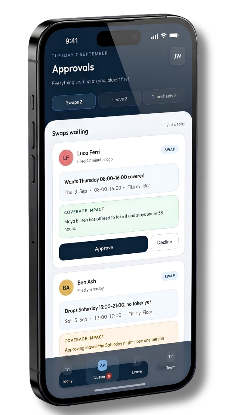 Clocking in and out via TabKey app